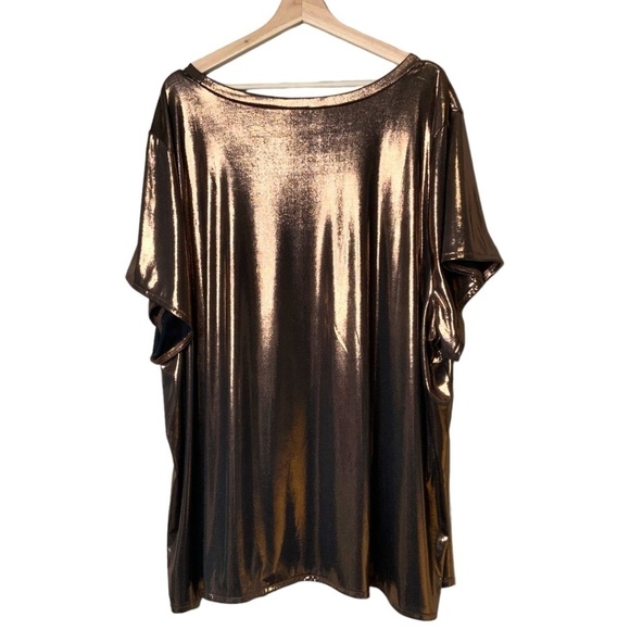 TORRID Liquid Shine Copper Crew Neck Short Sleeve Top US Sz 6X - Picture 4 of 11
